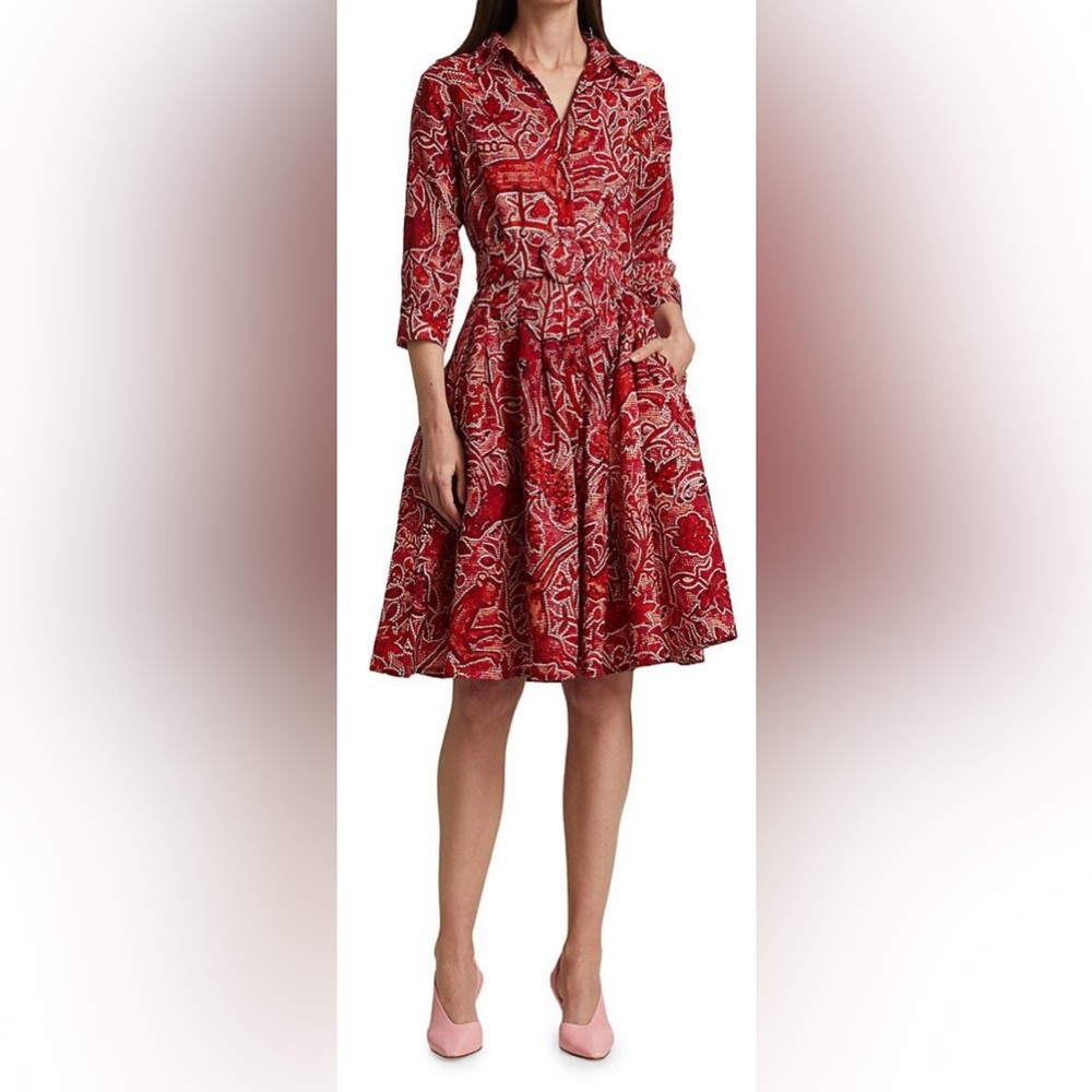 Samantha Sung Abel Greek Mosaic Red Dress, Size 12